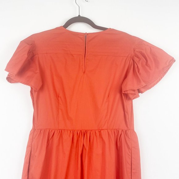 NWT WHO WHAT WEAR Dress Tiered Orange Flutter Short Sleeve A-line Midi Dress M - Picture 9 of 15